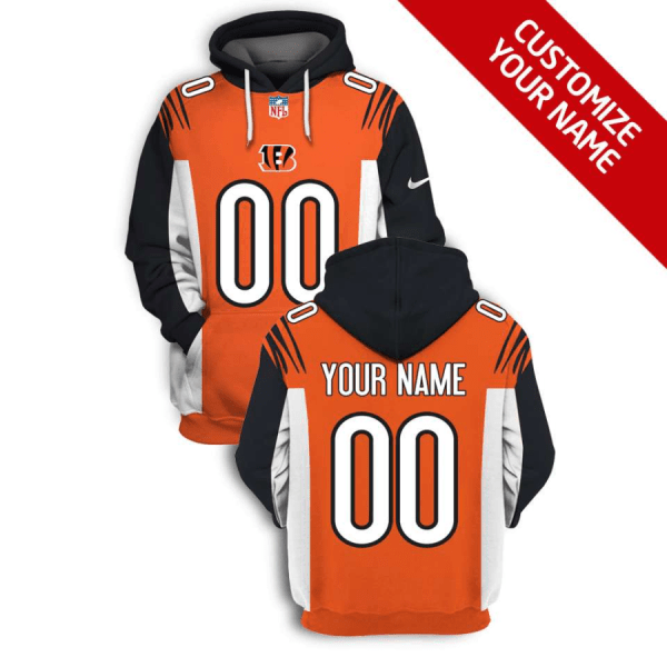NFL Bengals Customized Orange 2021 Stitched New Hoodie