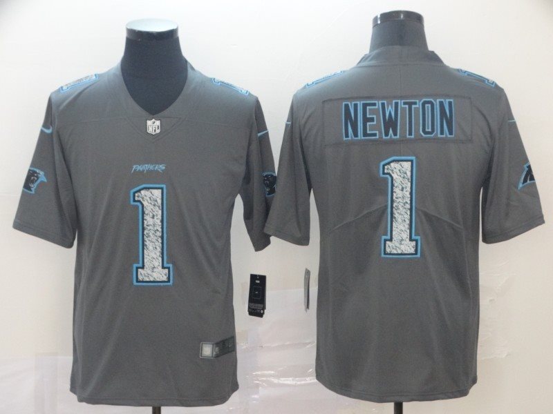 Nike Panthers 1 Cam Newton Gray Static Vapor Untouchable Limited Men Jersey
