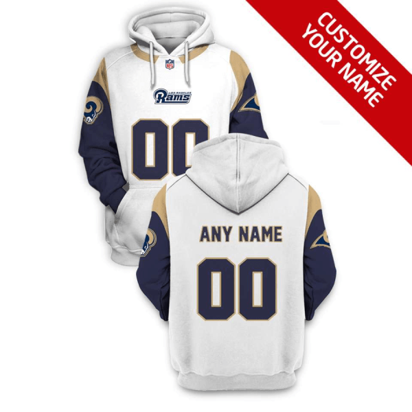 NFL Rams Customized White Blue 2021 Stitched New Hoodie