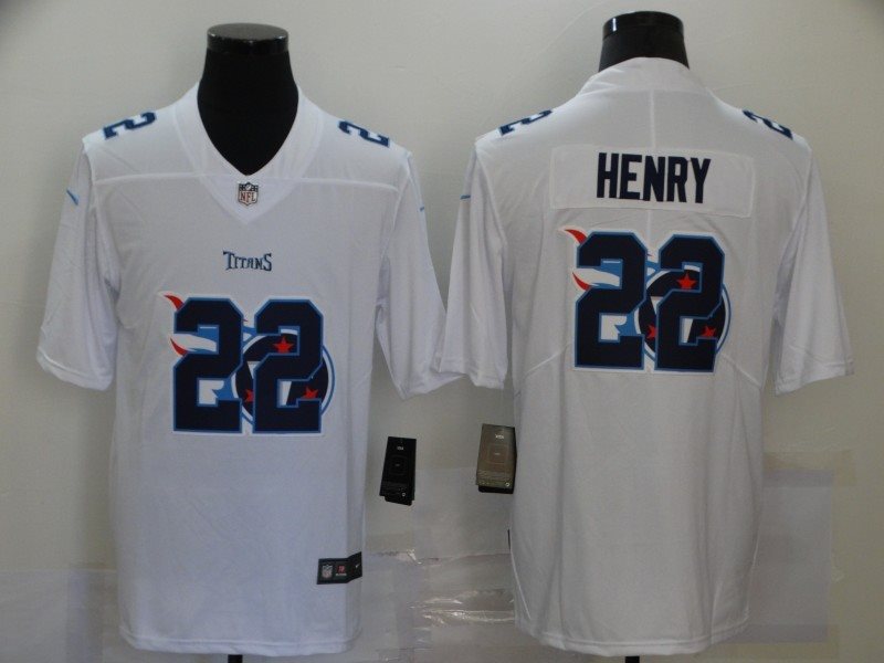 Nike Titans 22 Derrick Henry White Shadow Logo Limited Men Jersey