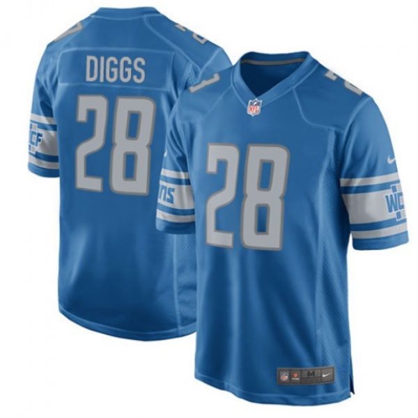 NFL Lions 28 Quandre Diggs Blue Game Men Jersey