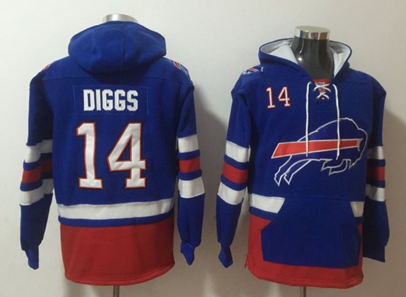 Nike Bills 14 Stefon Diggs Blue Ageless Must-Have Lace-Up Pullover Hoodie
