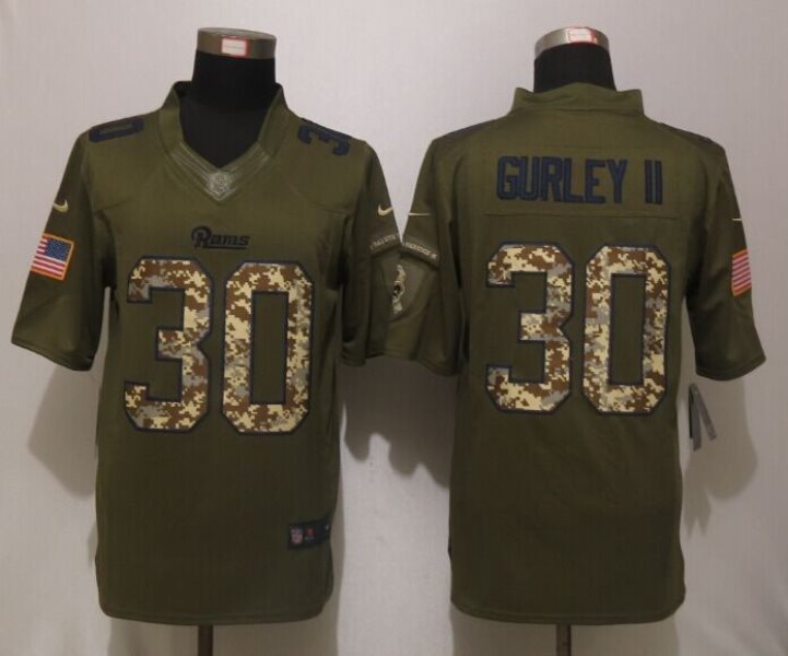 NFL Nike Rams 30 Todd Gurley II Green Salute To Service Limited Jersey