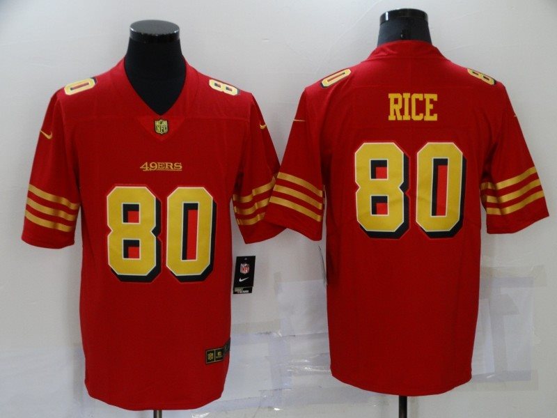 Nike 49ers 80 Jerry Rice Red Gold Vapor Untouchable Limited Men Jersey