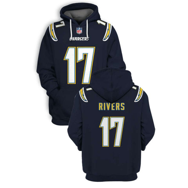 NFL Chargers 17 Philip Rivers Navy 2021 Stitched New Hoodie