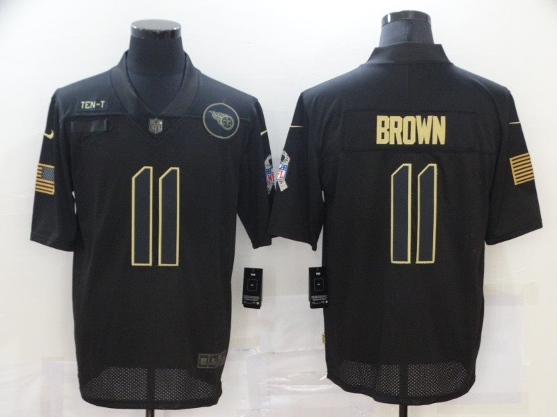 Nike Titans 11 A.J. Brown 2020 Black Salute To Service Limited Men Jersey