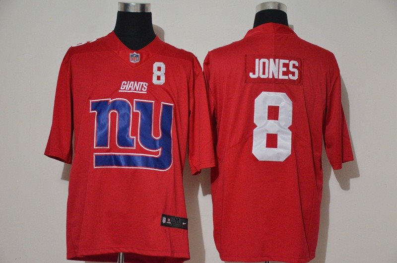 Nike Giants 8 Daniel Jones Red Team Big Logo Vapor Limited Men Jersey