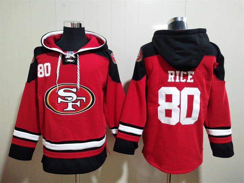 Nike 49ers 80 Jerry Rice Red Player Pullover Hoodie Sweatshirt
