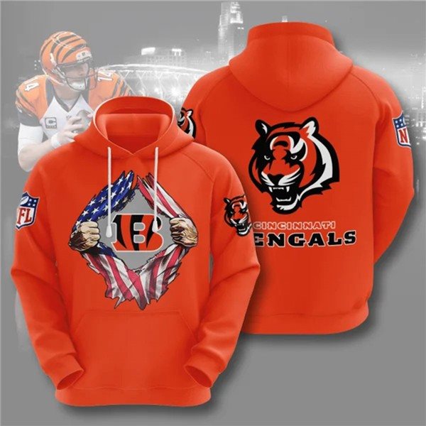 NFL Cincinnati Bengals Orange 3D Trending T-Shirt Hoodie