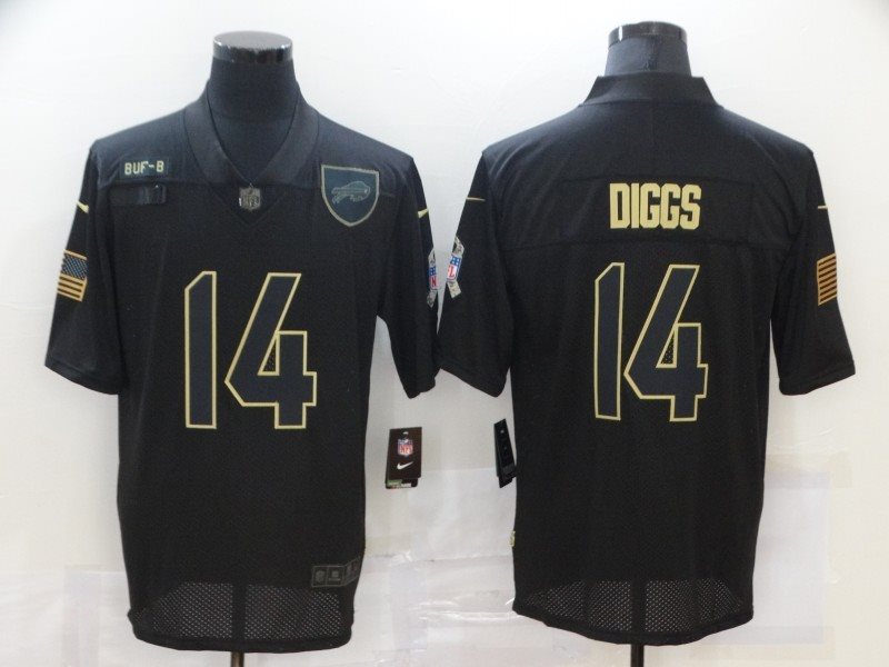 Nike Bills 14 Stefon Diggs 2020 Black Salute To Service Limited Men Jersey