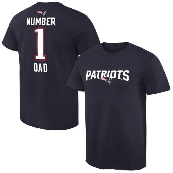 NFL New England Patriots Mens Pro Line Navy Blue Number 1 Dad T-Shirt