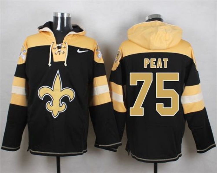 Nike Saints 75 Andrus Peat Black Player Pullover NFL Hoodie Sweatshirt