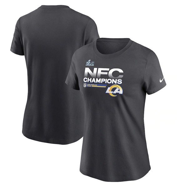 Nike Rams 2022 NFC Black Champions Women T-Shirt (Run Small)