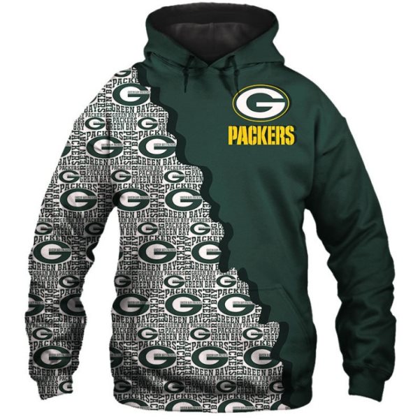 NFL Green Bay Packers Football Team Split Hoodie Sweatshirt