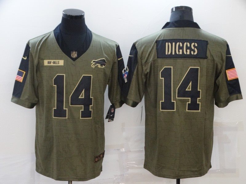 Nike Buffalo Bills 14 Stefon Diggs 2021 Olive Salute To Service Limited Men Jersey