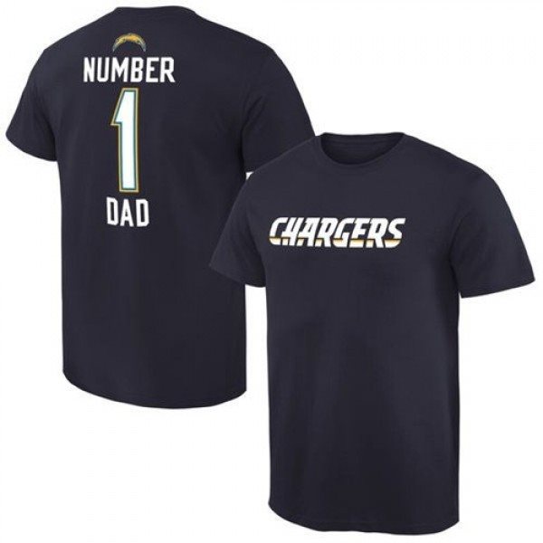 NFL Los Angeles Chargers Pro Line Number 1 Dad T-Shirt Navy Blue