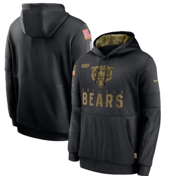 NFL Chicago Bears 2020 Black Salute To Service Hoodie