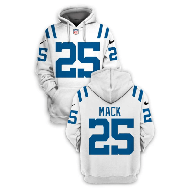 NFL Colts 25 Marlon Mack White 2021 Stitched New Hoodie