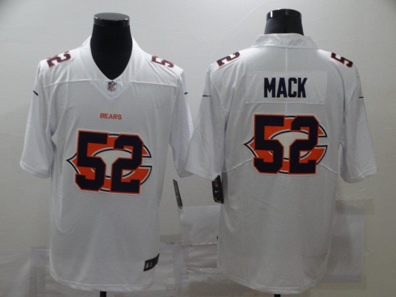 Nike Bears 52 Khalil Mack White Shadow Logo Limited Men Jersey
