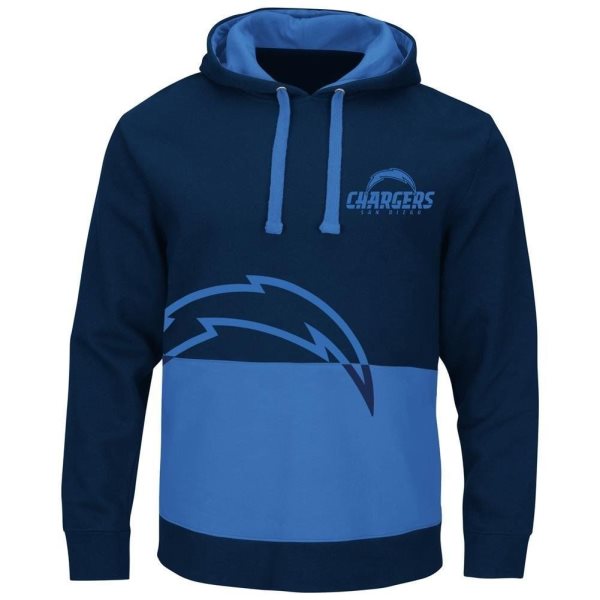 NFL Los Angeles Chargers Navy and Blue Split All Stitched Hooded Sweatshirt