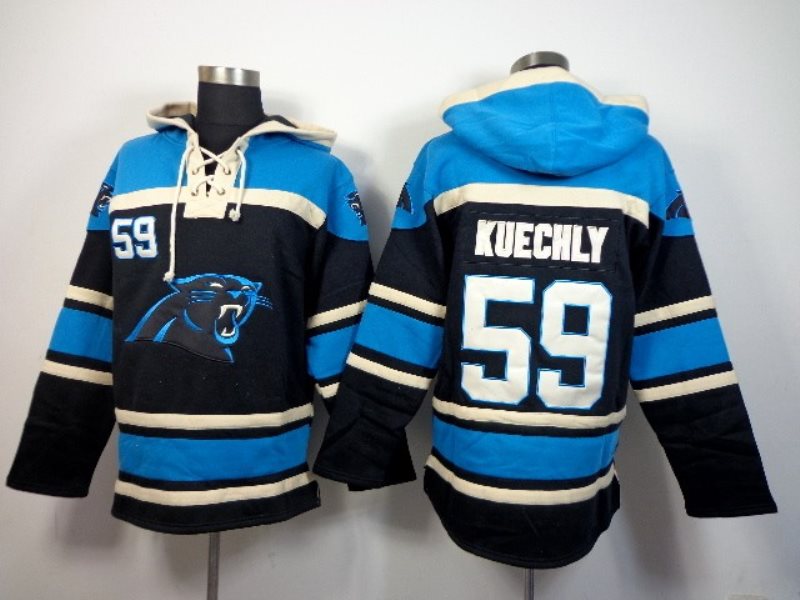 Carolina Panthers No.59 Luke Kuechly Black Sawyer Hooded Sweatshirt Men's Football Jersey