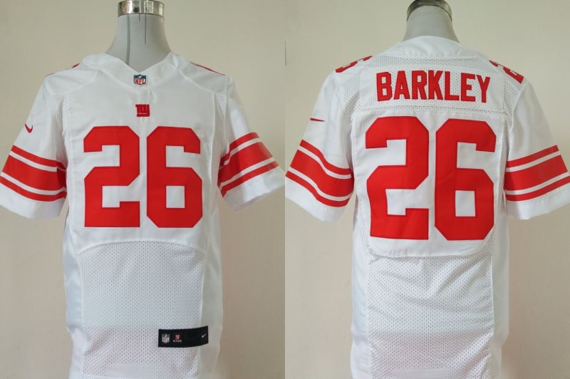 NFL New York Giants 26 Saquon Barkley Nike White 2018 NFL Draft Elite Men Jersey