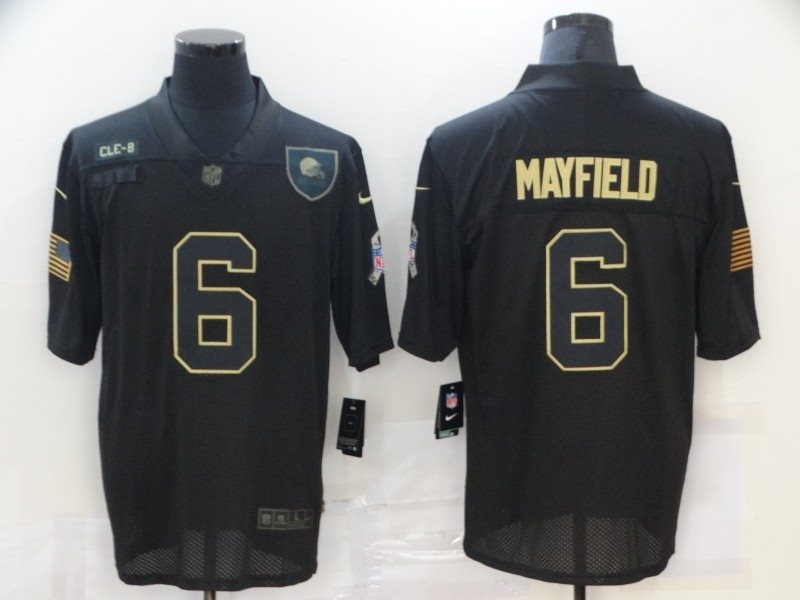 Nike Browns 6 Baker Mayfield 2020 Black Salute To Service Limited Men Jersey