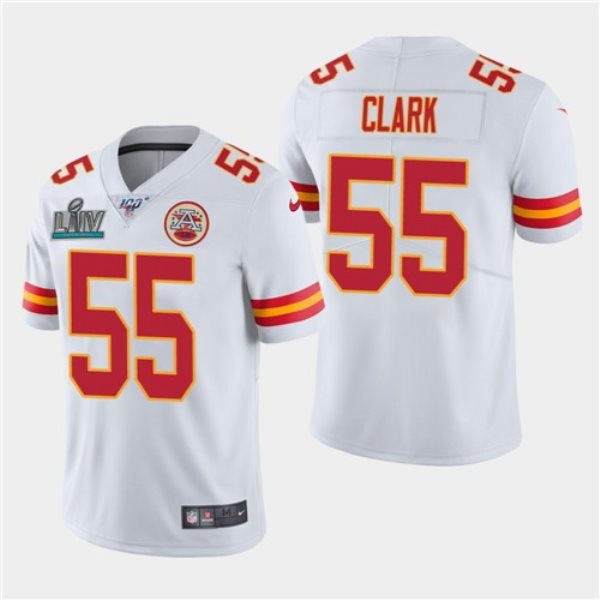 Nike Chiefs 55 Frank Clark White Super Bowl LIV Vapor Untouchable Limited Men Jersey