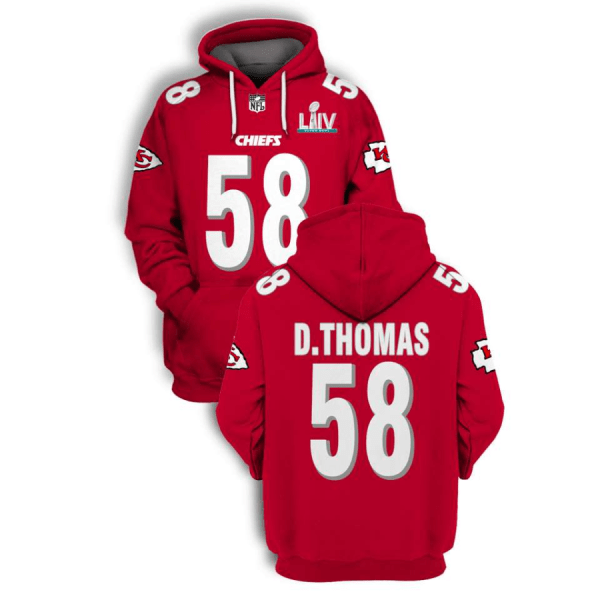 NFL Chiefs 58 Derrick Thomas Red 2021 Stitched New Hoodie