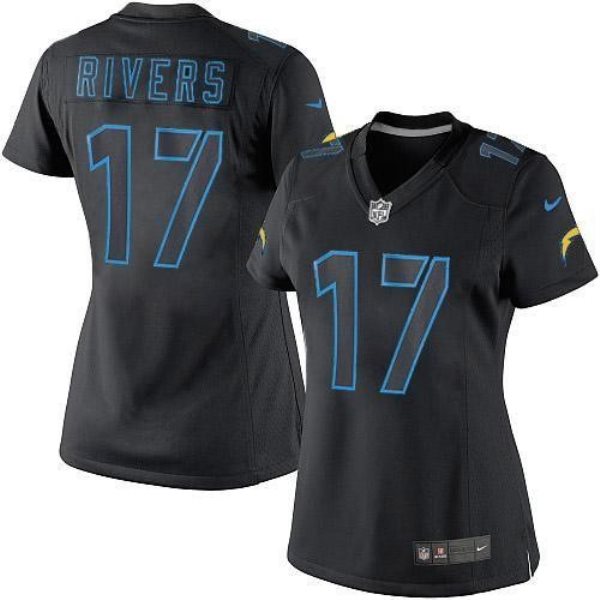 Nike Chargers #17 Philip Rivers Black Impact Women's Embroidered NFL Limited Jersey