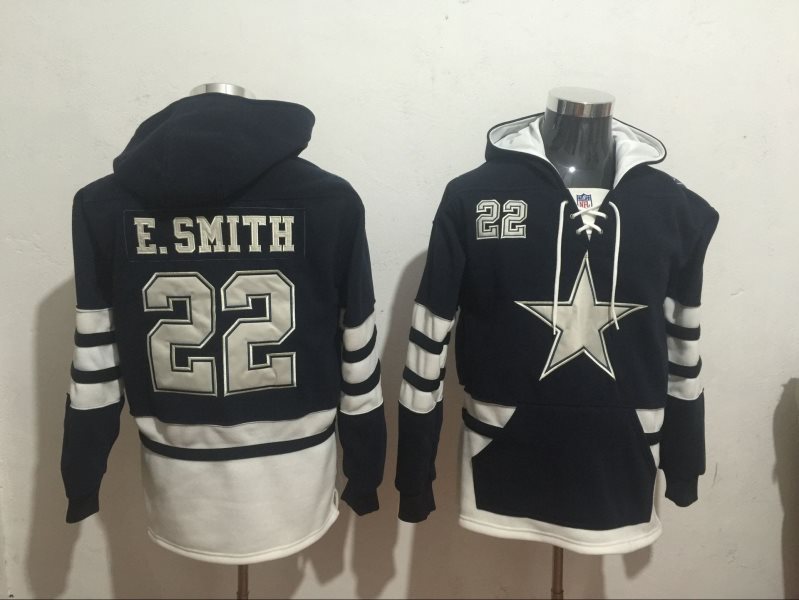 NFL Dallas Cowboys 22 Emmitt Smith Navy All Stitched Hooded Men Sweatshirt