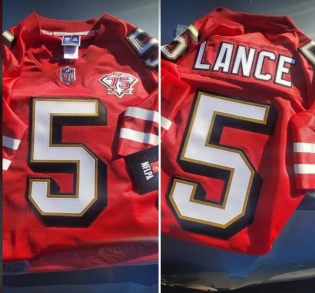 NFL 49ers 5 Trey Lance 2021 75th Anniversary Red Throwback MenJersey