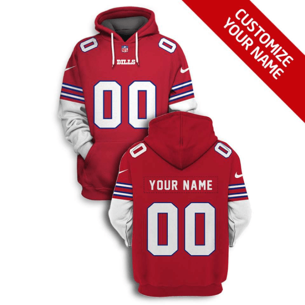 NFL Bills Customized Red 2021 Stitched New Hoodie