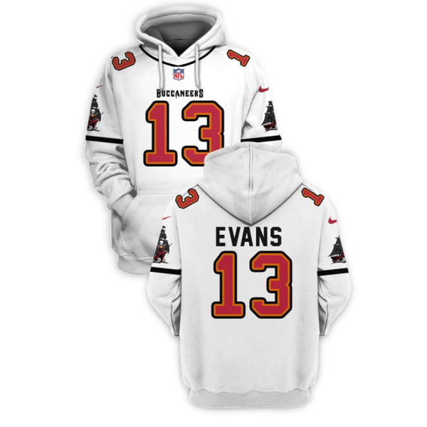 NFL Buccaneers 13 Mike Evans White 2021 Stitched New Hoodie
