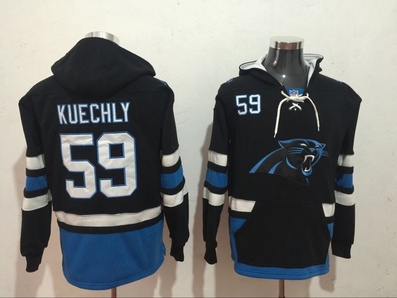 NFL Carolina Panthers 59 Luke Kuechly Black All Stitched Hooded Men Sweatshirt