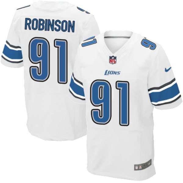 Nike Lions 91 A'Shawn Robinson White NFL Men Elite Jersey