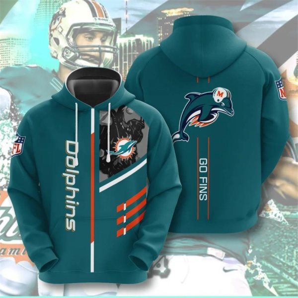 NFL Miami Dolphins 3D Green Hoodie Sweatshirt