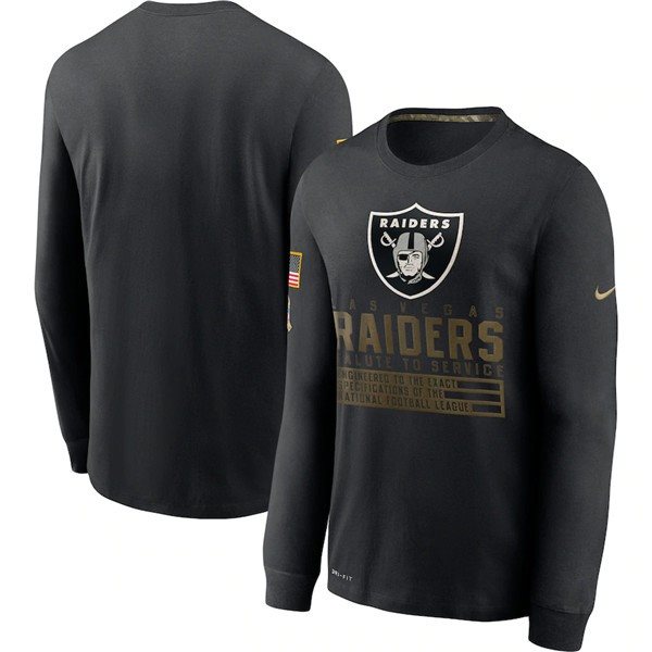 NFL Las Vegas Raiders 2020 Black Sideline Impact Legend Performance Long Sleevem T-Shirt
