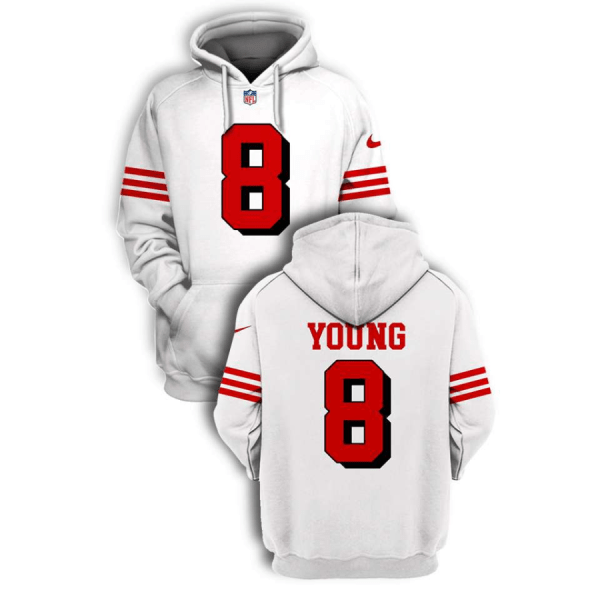 NFL 49ers 8 Steve Young White Color Rush 2021 Stitched New Hoodie