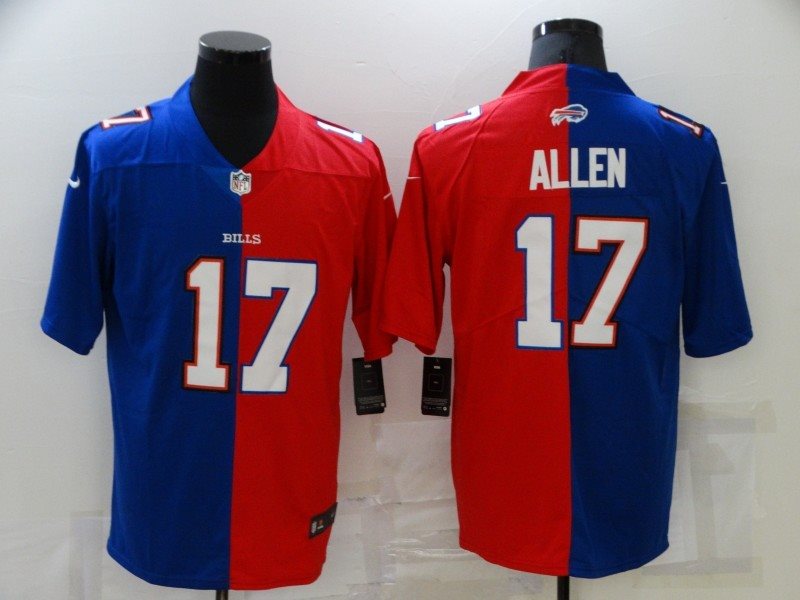 Nike Bills 17 Josh Allen Split Blue Red Vapor Limited Men Jersey