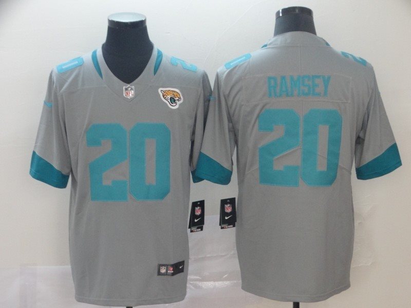 Nike Jaguars 20 Jalen Ramsey Grey Inverted Legend Men Jersey