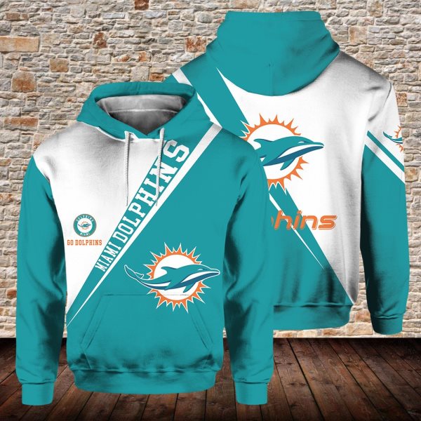 NFL Miami Dolphins 3D Print Pocket Pullover Hoodie