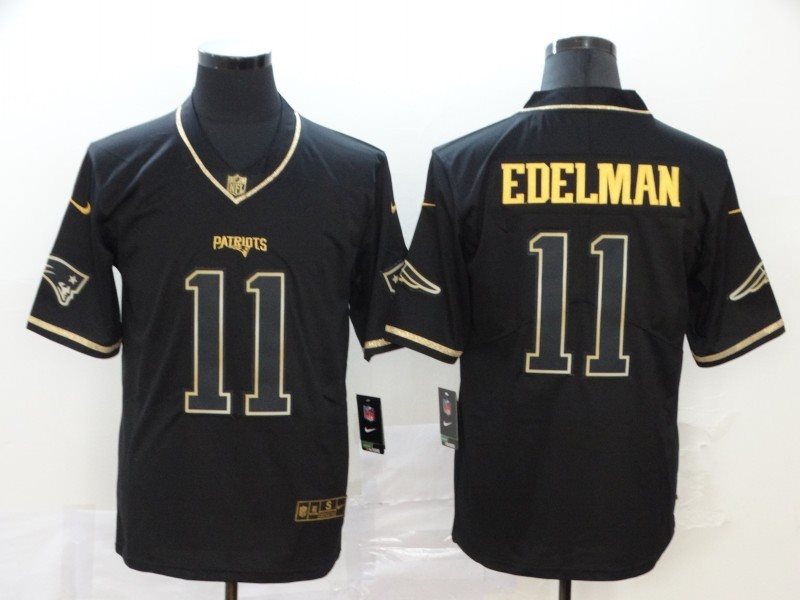 Nike Patriots 11 Julian Edelman Black Gold Limited Men Jersey