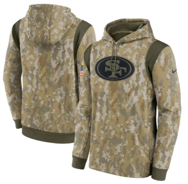 Nike San Francisco 49ers Camo 2021 Salute To Service Therma Performance Pullover Hoodie