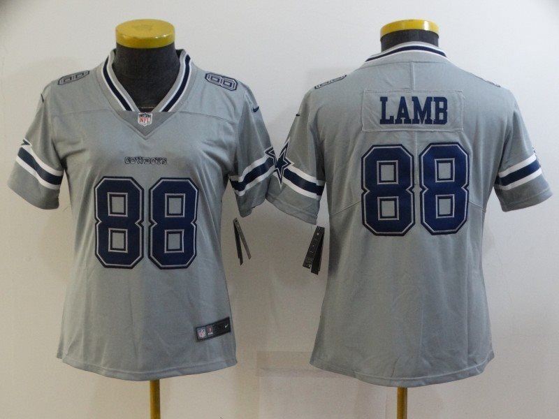 Nike Cowboys 88 CeeDee Lamb Grey Inverted Legend Limited Women Jersey