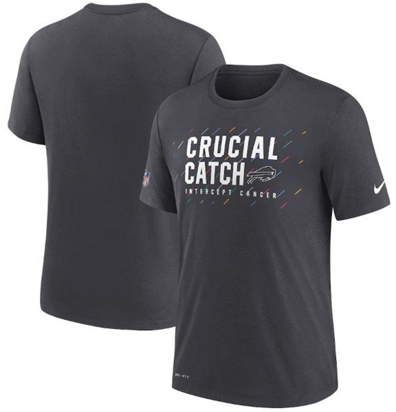 NFL Bills Charcoal 2021 Crucial Catch Performance T-Shirt