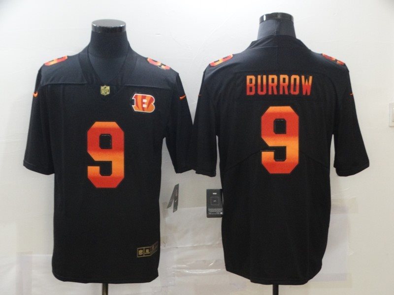 Nike Bengals 9 Joe Burrow 2020 Black Fashion Limited Men Jersey