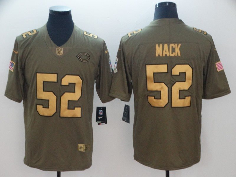 Nike Bears 52 Khalil Mack Olive Gold Salute To Service Limited Men Jersey