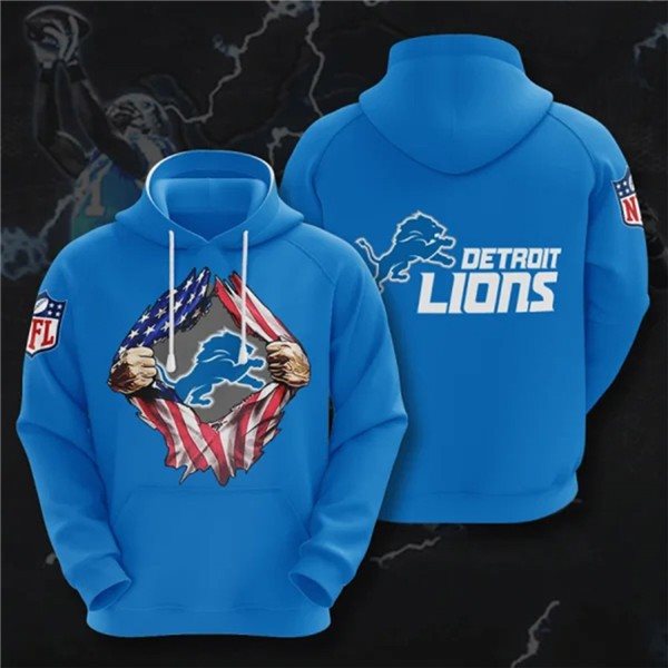 NFL Detroit Lions Blue 3D Trending T-Shirt Hoodie