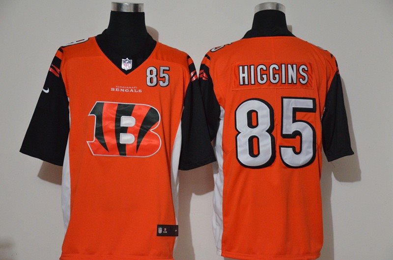 Nike Bengals 85 Tee Higgins Orange Team Big Logo Vapor Limited Men Jersey